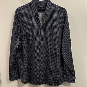 Ted Baker Men's Navy Patterned Button Down Shirt